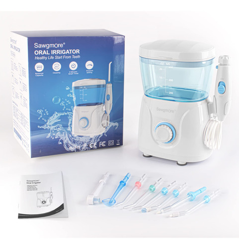 Irrigador Bucal Water Flosser Sawgmore, 600 Ml, 10 Presiones