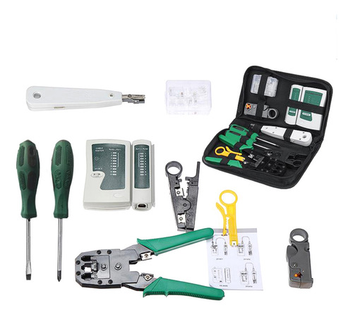Kit De Herramientas De Red Lan 9 En 1: Probador, Engarzador,