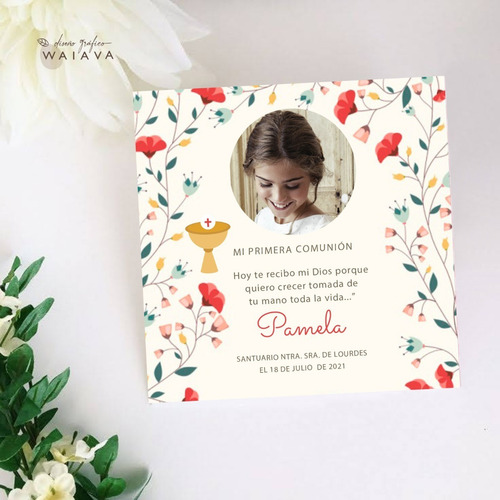 Imagen 3 de 10 de Estampas Nenas Primera Comunión 10 X 10cm Con Foto X 2u