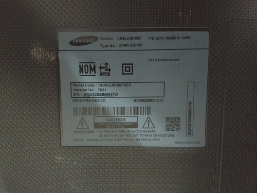 Television Samsung Un40ju6100fxzx Para Piezas Panel Dañado (Usado)