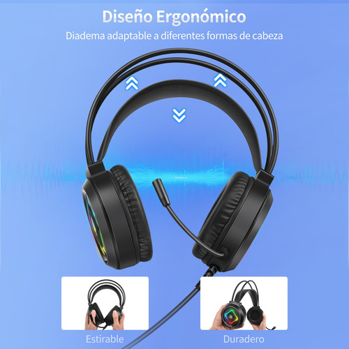 Audífonos gamer putian P947 alámbricos con micrófono y luz rgb para xbox