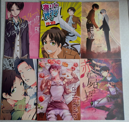 Set De 7 Doujinshis Yaoi Shingeki No Kyojin Eren Levi Erwin