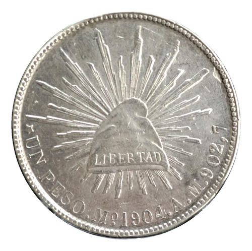 Moneda Un Peso Fuerte Porfiriano Plata México Mo Am 1904