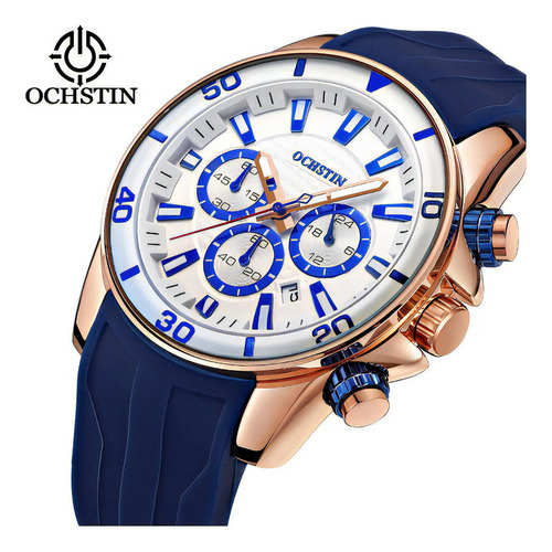 Relojes De Hombre Ochstin Gq094 Obs Deportivo Crono Caja Color del fondo Rose White Blue