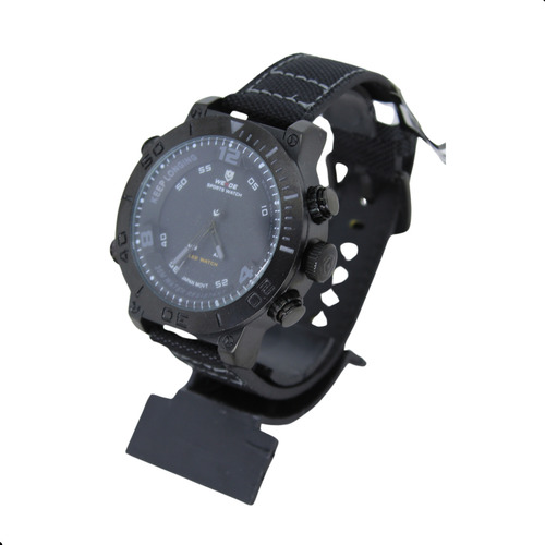 Relógio De Pulso Unisex Pulseira Preta Cordada Bisel Em Preto Fosco Coroa E Ponteiros Em Preto Caixa Rustica Resistente Mostrador Em Preto User4