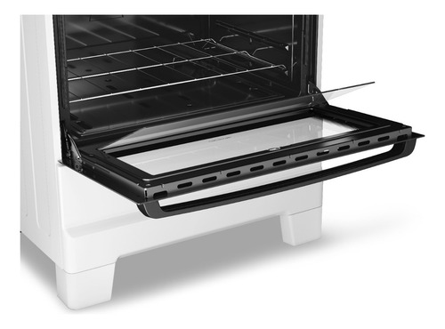 Fogão a Gás Mesa Inox Super Chama Forno 84L Limpa Fácil e Acendimento Automático IDEAL Super F5IAB Cor Branco 5 bocas 127/220V