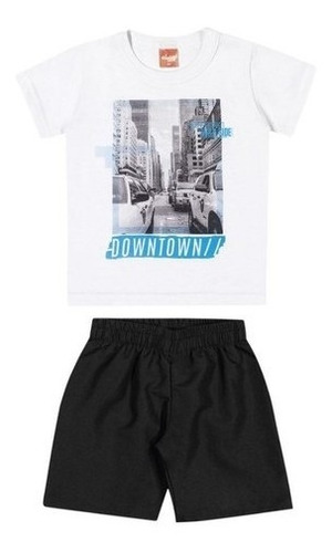 Conjunto Infantil Menino Short+camiseta Branco Elian 4 Ao 14