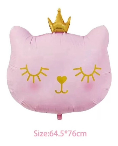 Imagen 2 de 3 de Globo Metalizado Gato Corona Princesa Kitty Apto Helio Grand
