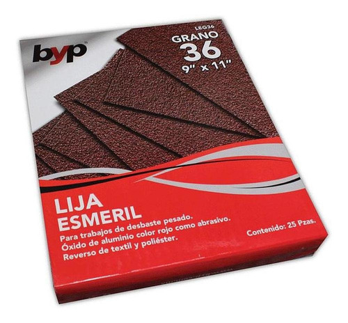 Pack 25 Lijas Esmeril 9''x11'' Grano 36 Byp
