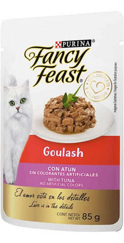 Imagen 3 de 3 de Sobre Comida Gato Purina Fancy Feast Goulash Atún 85gr