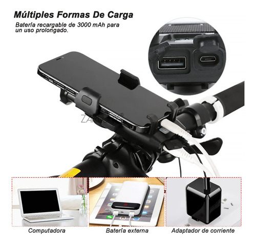 Luces Para Bicicleta Recargable Y Traseras Y Soporte Celular