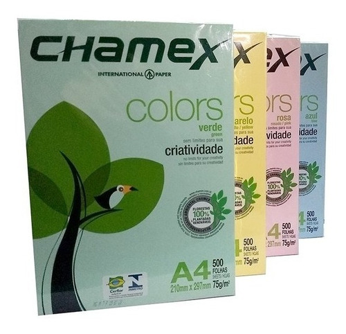 6 Resmas Chamex A4 Color X 500hj Celeste Rosa Verde Amarillo