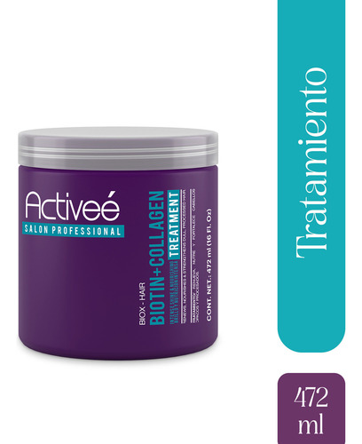 Tratamiento Capilar Activee Professional Biotin+Colagena Renueva Nutre y Fortalece Cabellos Opacos y Procesados Libre de Sal