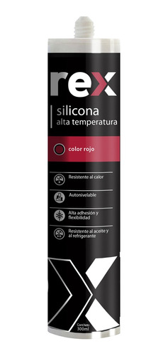 Silicona Rex Alta Temperatura Rojo 300ml