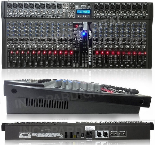 Imagen 2 de 3 de Consola Moon Mc24usb Mixer Dj Sd Usb 24 Canales Fx