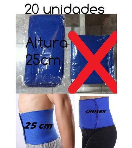 Kit 20 Unid Cinta 25 Cm Faixa Abdomem Modeladora Neoprene