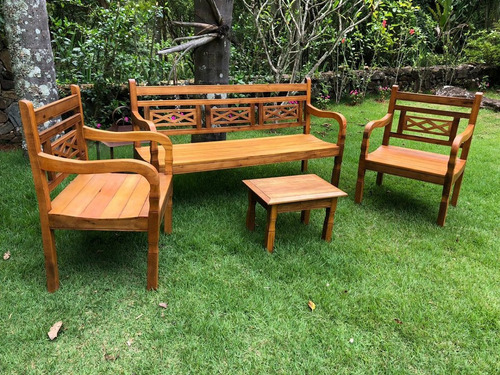 Conjunto De Banco Madeira Maciça P/ Area Externa Resistente