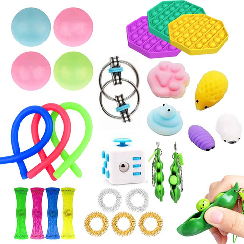 Kit De Juguetes Sensoriales Fidget Push Pop It, 28 Unidades