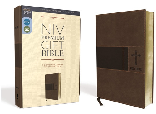 Libro Niv, Premium Gift Bible, Leathersoft, Brown, Red Le...