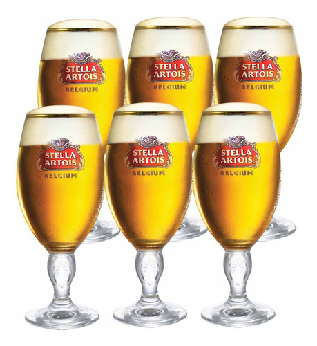 Taça De Cerveja Stella Artois Belgium 415ml 6 Pçs Cor Incolor