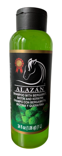 Alazan, Shampoo De Bergamota, Biotina Y Queratina 1 Lt.