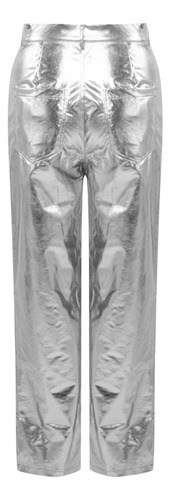 Pantalones Para Mujer, Estilo Discoteca, Bolsillos Con Boton