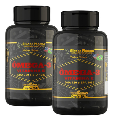 Combo 2 Potes De Ômega-3 E Vitamina E Premium 120 Cápsulas