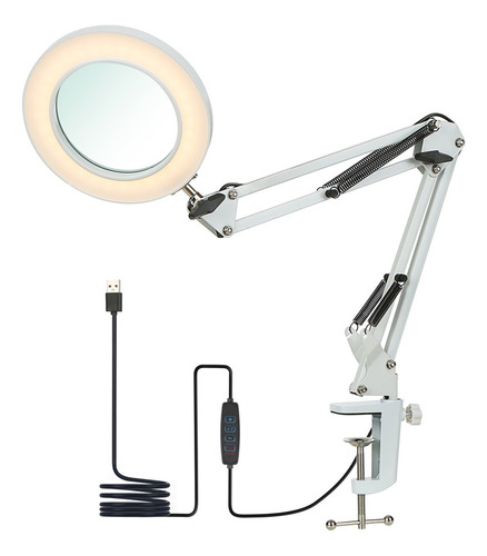 K Lámpara De Mesa Flexible Con Pinza Tomshine Con Lupa 8x