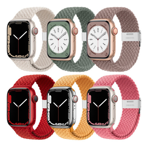 6 Correas Bucle De Hebilla Para Apple Watch 9 8 7 6 Se Ultra