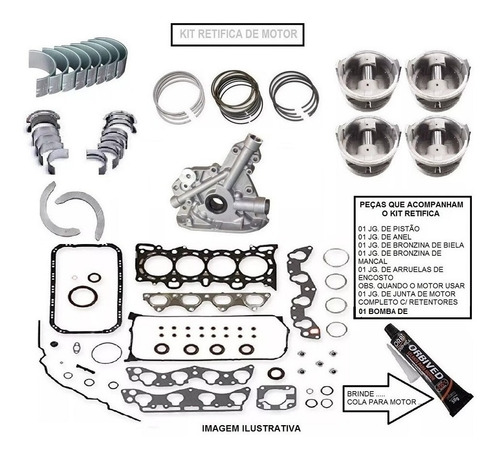 Imagem 1 de 6 de Kit Retifica D Motor Kia Picanto 1.0 12v G4he