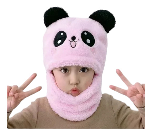 Gorro Con Cuello Oso Panda Colores A Elegir