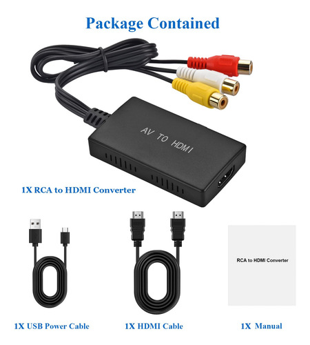 Convertidor Rca A Hdmi Adaptador Amtake Av A Hdmi 1080p