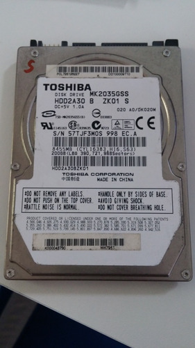 Placa Logica Hd Toshiba 200gb Mk2035gss Usado Leia Anuncio!