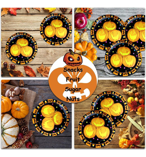 Ginfonr 20 Piezas Decoración De Halloween Plato De Papel Par