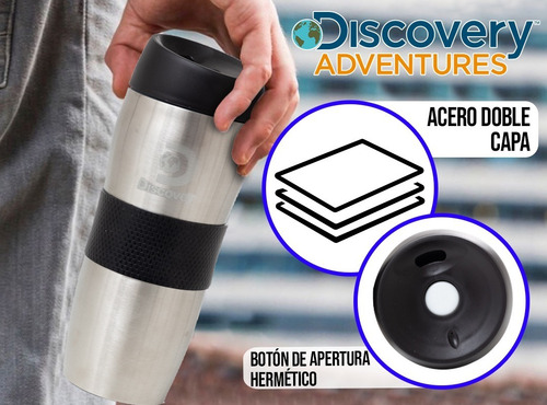 Imagen 4 de 10 de Vaso Termico Cafe Acero Inoxidable Protector Goma Discovery