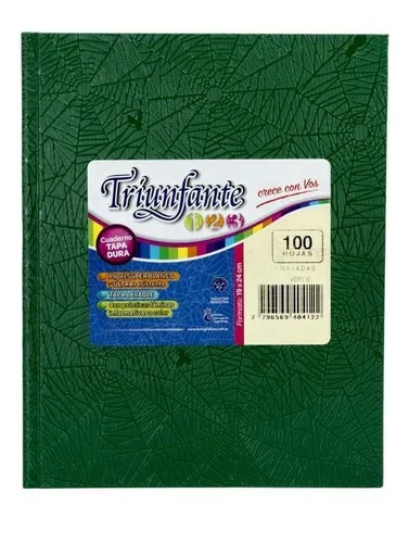 Cuaderno Escolar 19x24 Triunfant 100 Hjs Cuadriculado X4 Uni