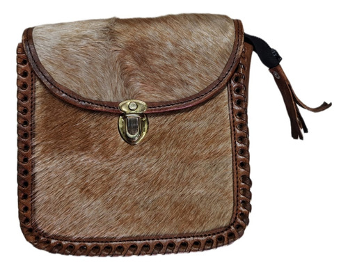 Bolso Vaqueta Pelo Vaca Cuero Piel Artesanal Tejido Tradicio