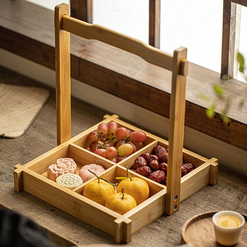Bandeja De Bambú Para Frutos Secos, Bandeja Creativa Para