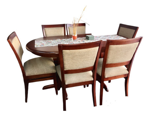 Juego De Comedor Madera Maciza- 6 Sillas- Mesa Oval