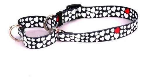 Blanco Corazones Martingala - Collar De Perro De Tamaño M