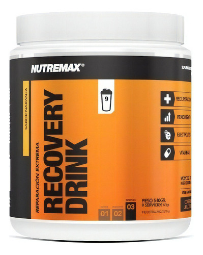 Recovery Drink - Bebida Isotónica Nutremax 540g Sabor Naranja