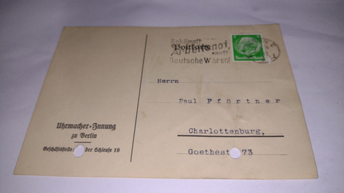 Alemania  Postal.estampilla 3er.reich Usada1934.buen Sello++