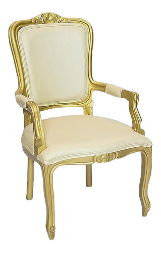 Cadeira Luis Xv C/braço - Imbuia/branco/preto/bege