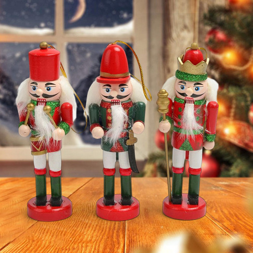 3x Estatuilla De Cascanueces De Madera Regalo Adorno
