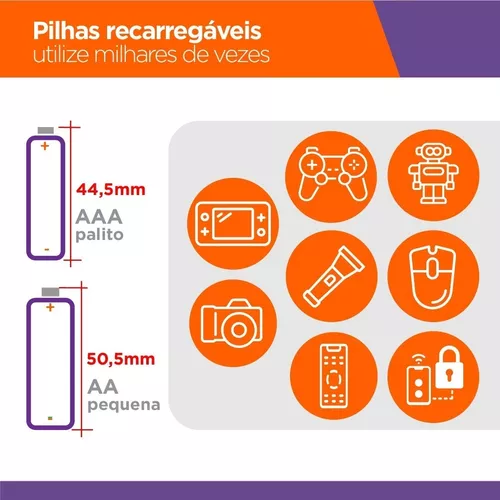 4 Pilhas AA Recarregáveis da Eneloop Pro 2550 mAh