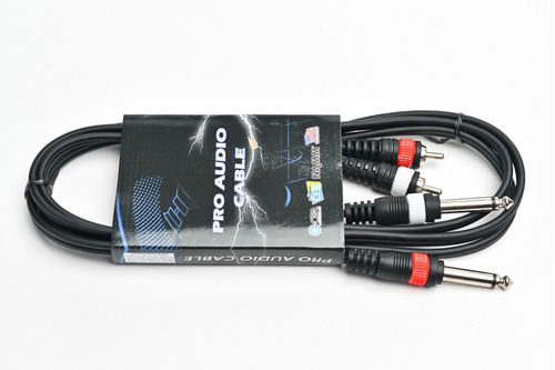 Imagen 2 de 7 de Cable Profesional Rca A 2 Plug Mono Pro Audio 1,8 Mts Negro