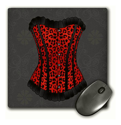 3drose 8 X 8 X 0.25 Inches Mouse Pad, Red/black Animal Print