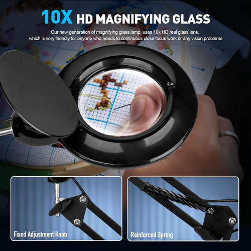 10x Vista De Lupa Con Luz Y Soporte, Kirkas 2-in-1 Cualquier