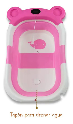 Tina Para Bebe Plegable Con Termómetro Rosa