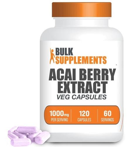 Bulk Supplements | Extracto Bayas Acai | 1000mg | 100 Cap Ve